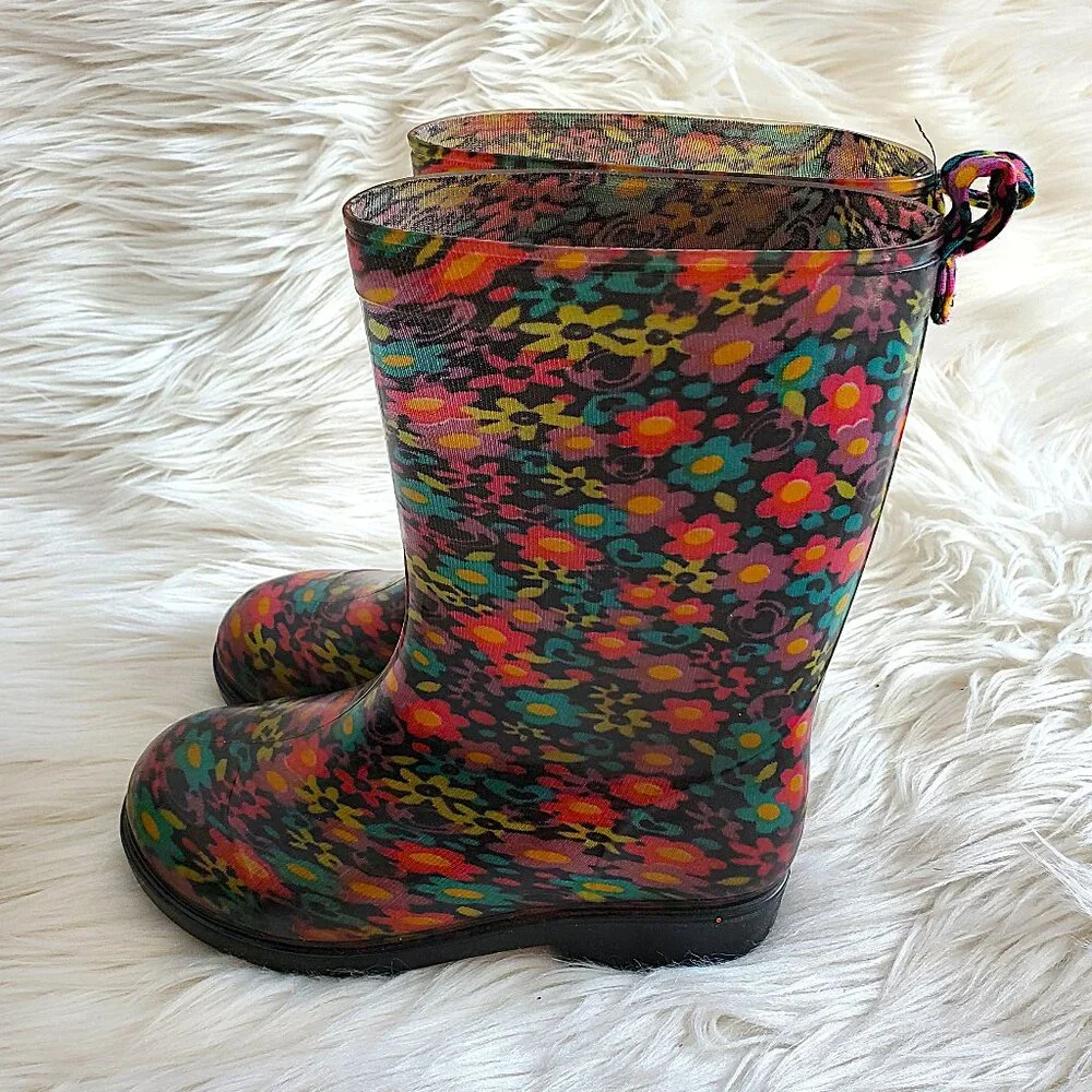 Capelli Of New York Floral Kids Rain Boots Size 10/11
